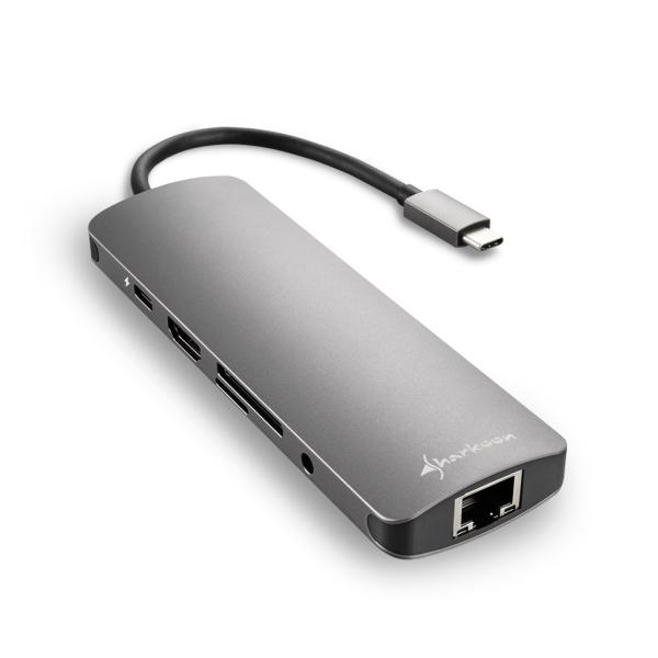 HUB Sharkoon 3.0 Type C Combo Gris USB
